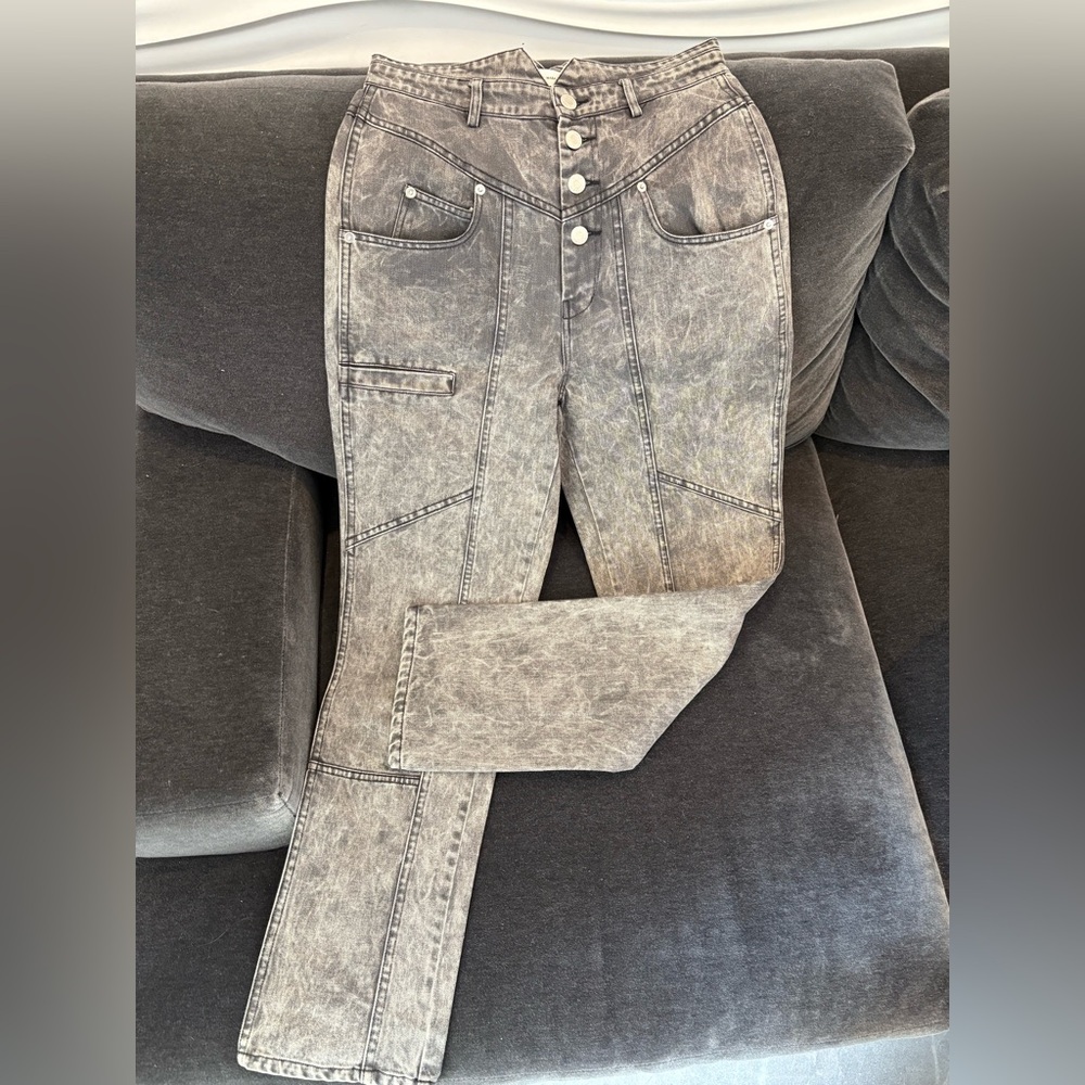 Étoile Isabel Marant Gray Henoya Acid-wash High Rise Slim Jeans US 27 - Picture 13 of 15